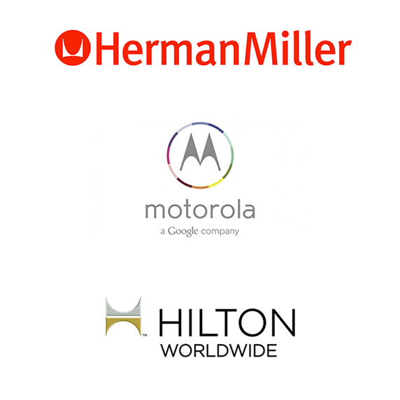 Herman Miller, Motorola, Hilton logos
